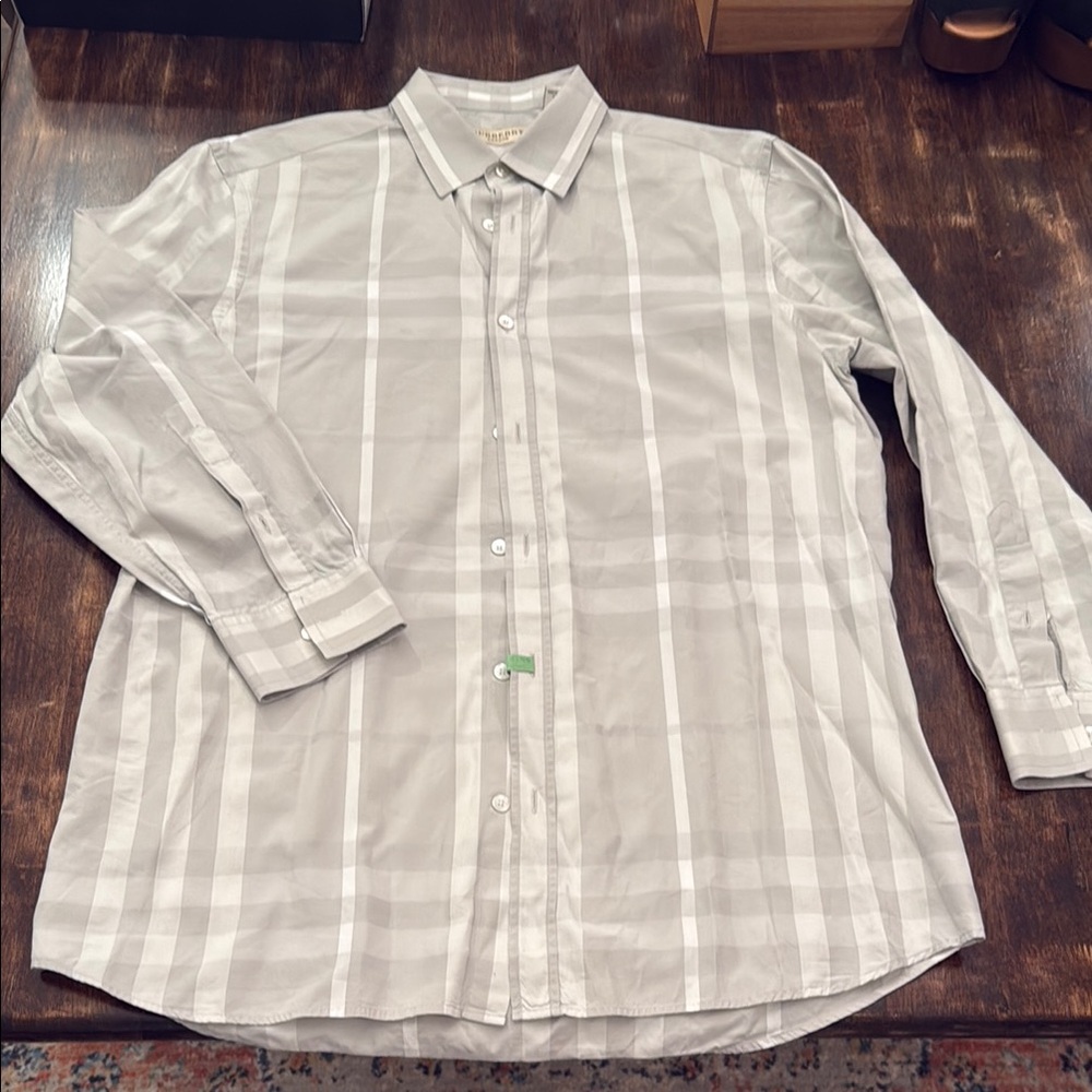 Burberry Light Gray Check Dress Shirt